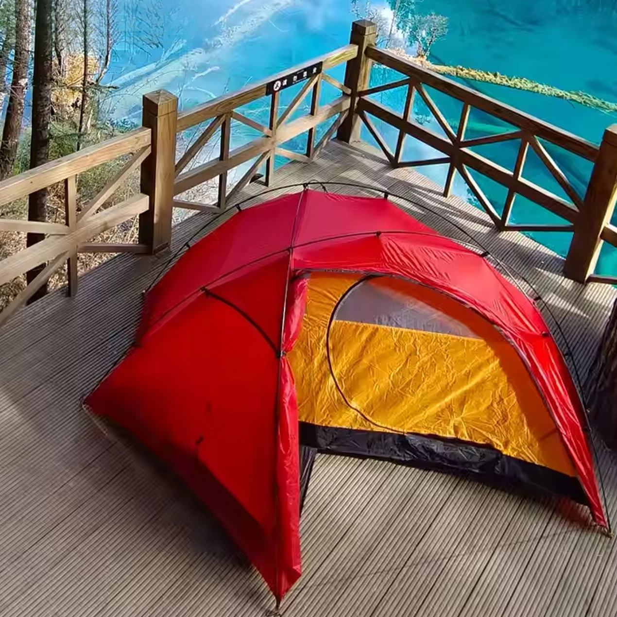 1.25KG 1 Person Ultralight Aluminium Pole Backpacking Tent 15D Nylon 2 side Silicone Coated Ripstop Waterproof Camping