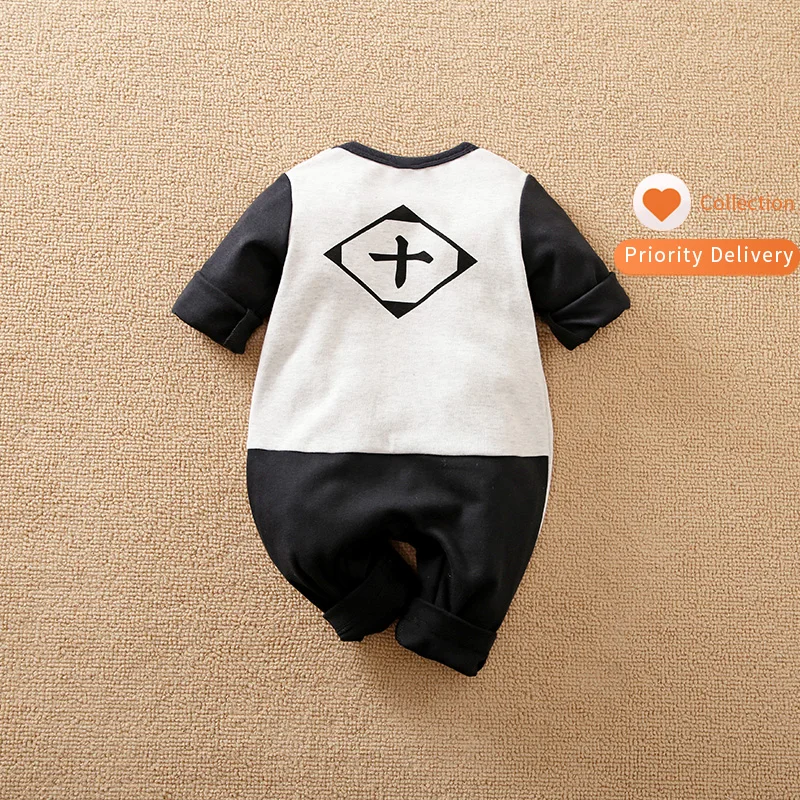 Baby onesie long sleeve contrast color personality anime newborn baby crawling clothes wholesale factory direct sales