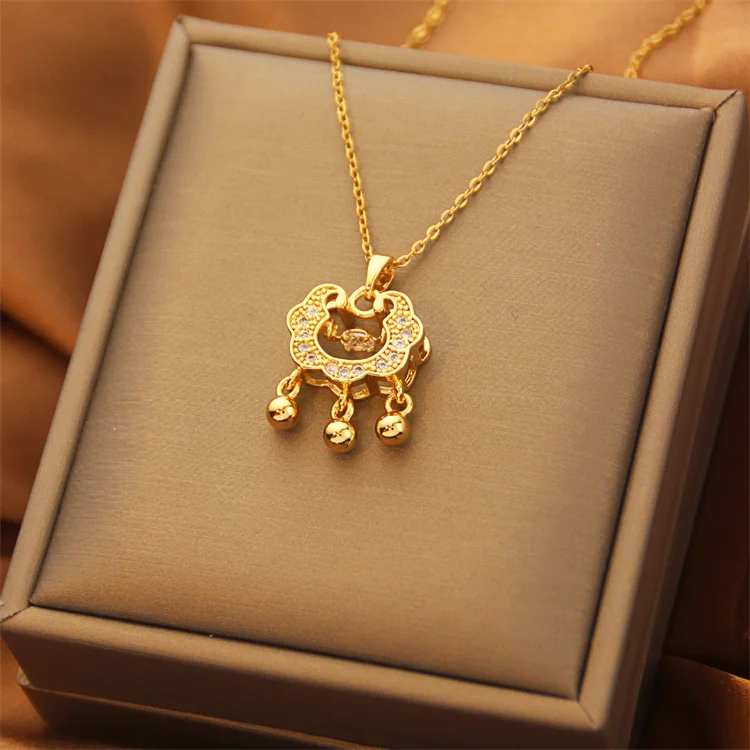 Fashion Jewelry Smart Flower Necklace Women Clavicle Chain Tiger Eye Stone Flower Pearl Pendant 18K Stainless Steel Necklace