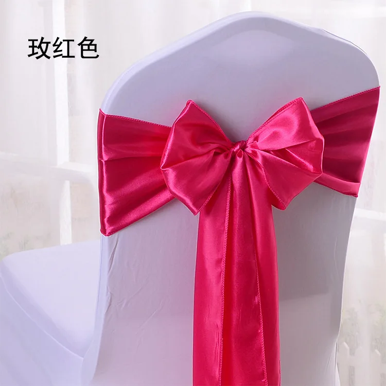 Newest Style Flower Ribbon Bows Green Satin Chair Sash Cheap Wedding Chair Sash
