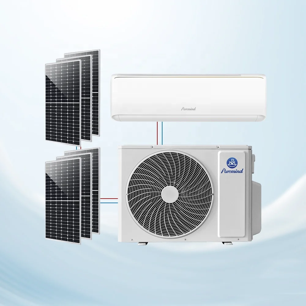 Puremind Climatiseur Solaire New Energy Solar Air Conditioner 9000Btu 1HP 48V Off Grid DC Aircon for Household Commercial Hotel