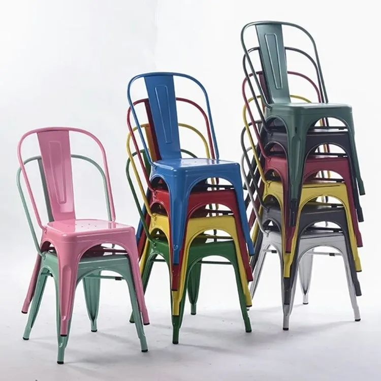 Colorful restaurant chair Cheap $9.5 Restaurant cafe Bistro Dining table side metal chairs