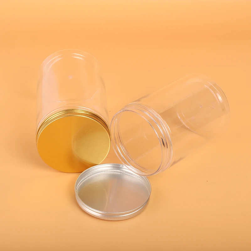 High quality 500ml 16 oz empty air tight Food Grade pet plastic Jam Ice Cream Salad Packaging Cookie Candy Jars With Lid for nut