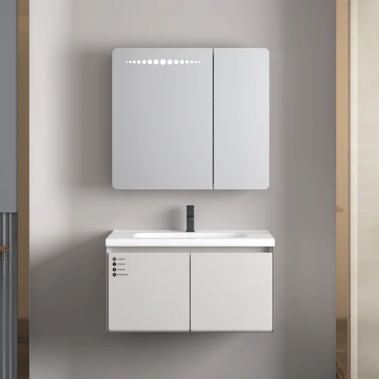 Wholesale european style wall mounted mirror cabinet set waterproof bathroom vanity with washbasin