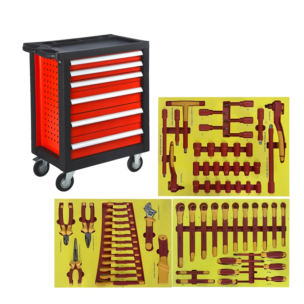 71PCS New Energy Vehicle mechanic Insulated Tool Sets With Tool Trolley /Cabinet / Chest/ Cart For Car Repair VDE 1000V