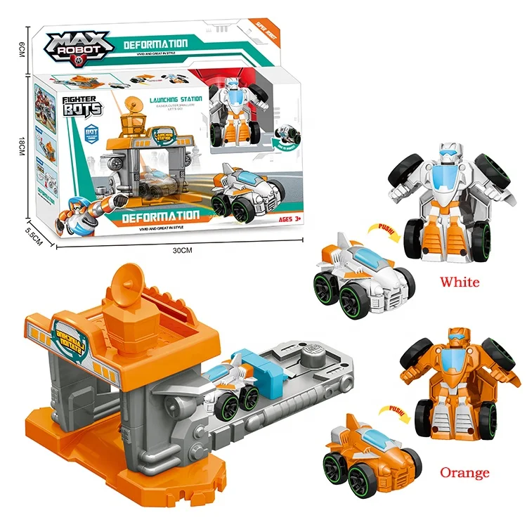 
2020 Children Funny Vehicle Launching Station Set Plastic Robot Deformation Car Kids Toys 