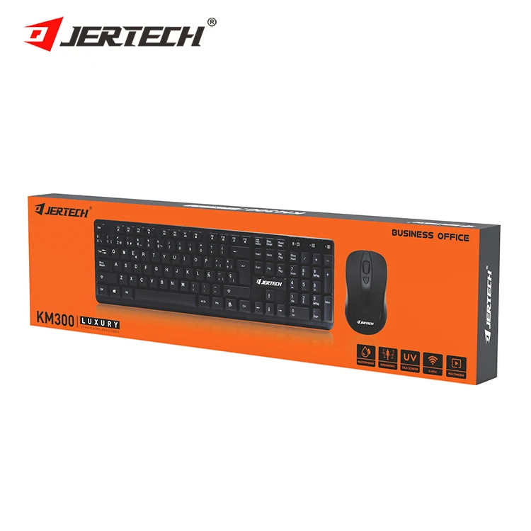 JERTECH KM300 Black White Keyboard 2.4G Customized Mini Computer Office Gaming Wireless Keyboard and Mouse
