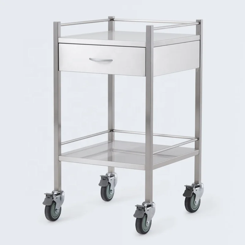 Meditroll MT01 Commercial Strong Frame 2 Tier Stainless Steel Trolley for Clinic