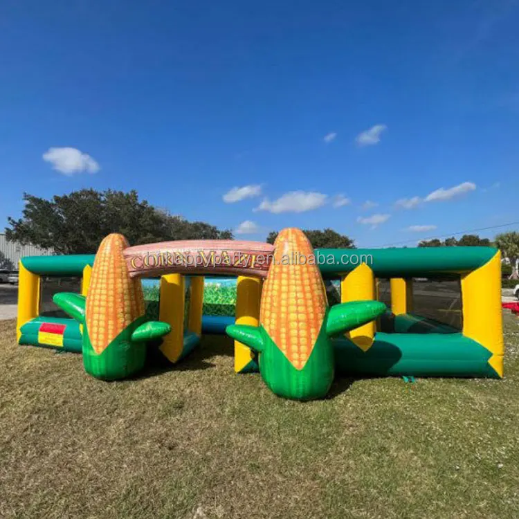 Party rental portable pvc green corn inflatable maze for kids adults