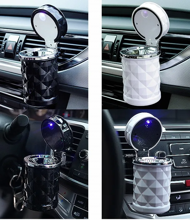 Cars Ashtray with Luminous LED Lights Auto Ash Tray Container Cars Smoke Cup Holder Box for Auto Interior Supplies
