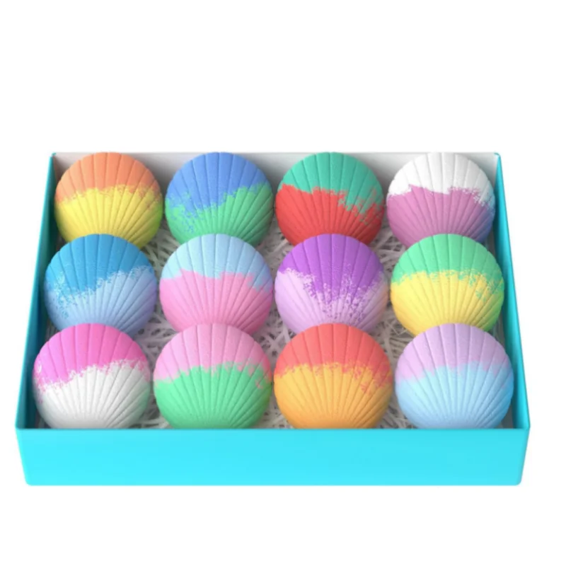 Customized Kids Bath Bombs Surprise Toys Inside 12 Pack Ocean Sea Animals Shell Bath Bomb for Kids with for Girls Boys