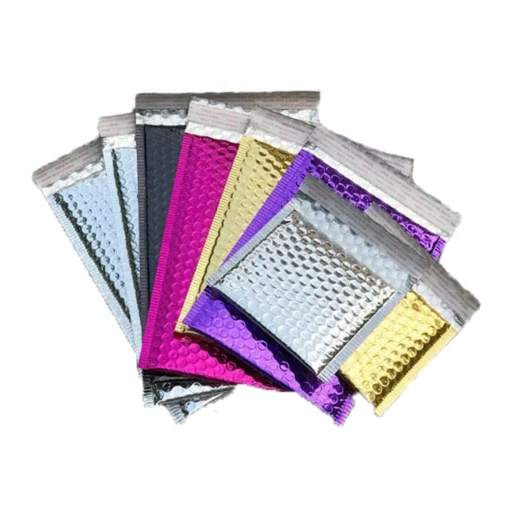 Custom Courier Shipping Padded Envelope Mailing Bags Rainbow Shiny Holographic Metallic Bubble Mailer