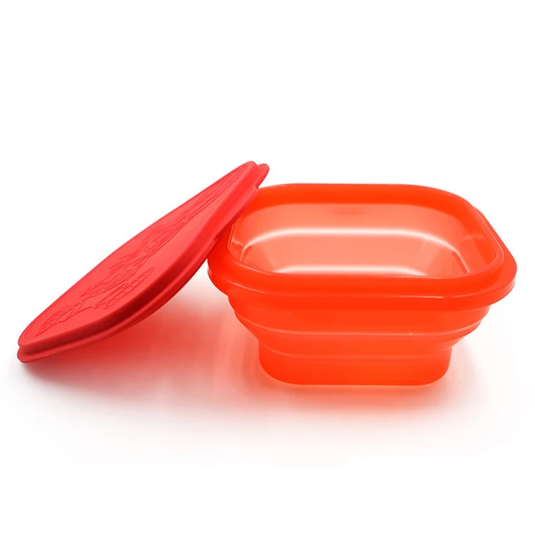 Silicone gel lunch box outdoor crisper food box folding microwave heated silicone gel bento box
