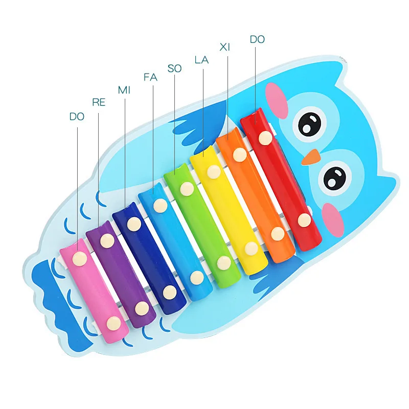 Baby Educational Rainbow Musical Instrument Hand Knock Piano Toy Kids Cartoon Animal Wood 8 Tones Xylophone Toys