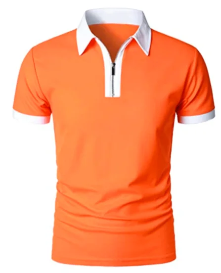 2023 Zipper Polo Shirts Navy Blue Color Matching Casual Men Polo Zipper Shirt