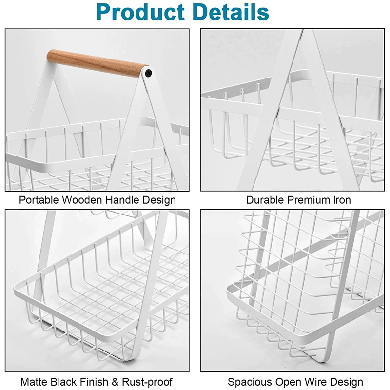 New Best Selling Kitchen Organizer Double Layer Fruit Storage Basket Camping Accessories Camping Shelf Bowls Home And Kitchen