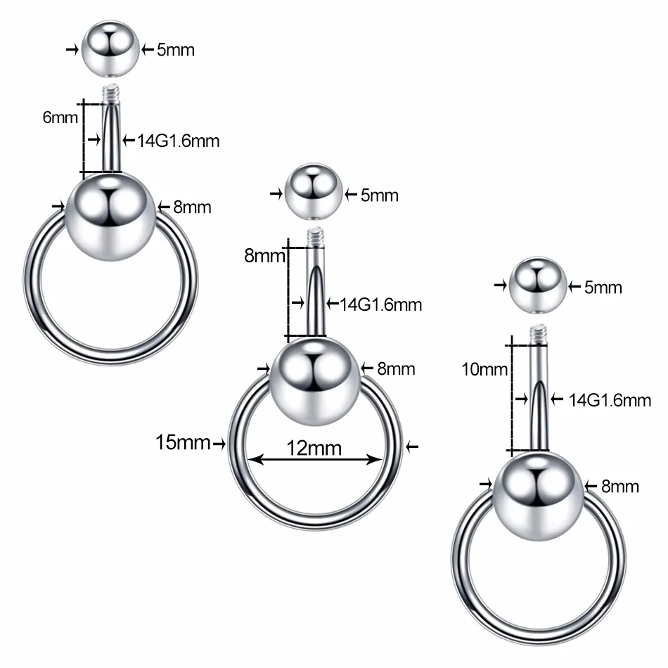 titanium 14G Crystal Gem Navel Piercing Belly Button Rings Navel Piercing Goth Ombligo Ball Nombril Sexy Women Jewelry