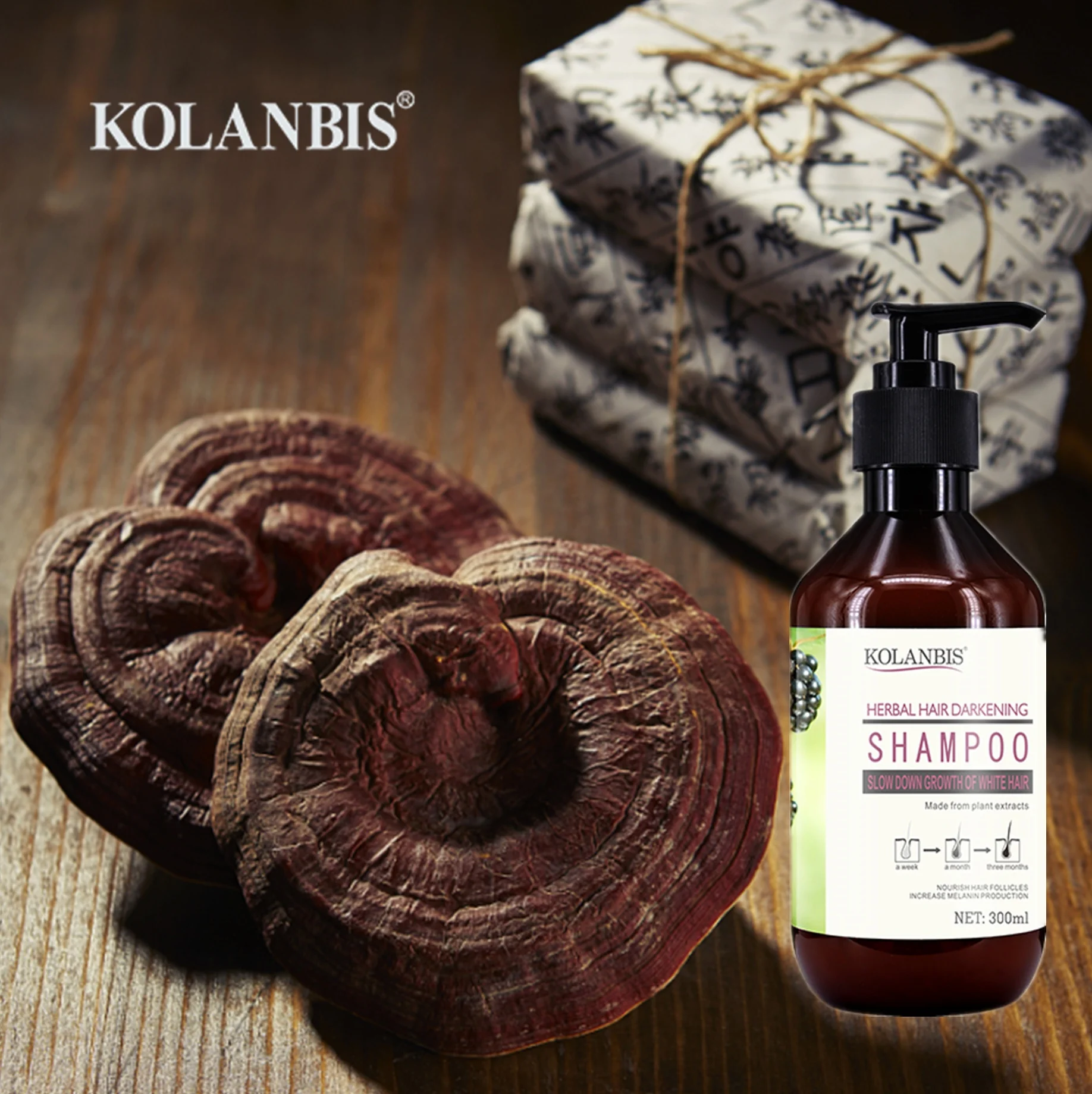 KOLANBIS оптовая продажа шампунь He Shou Wu из горца многоцветкового экстраксата для ухода за седыми