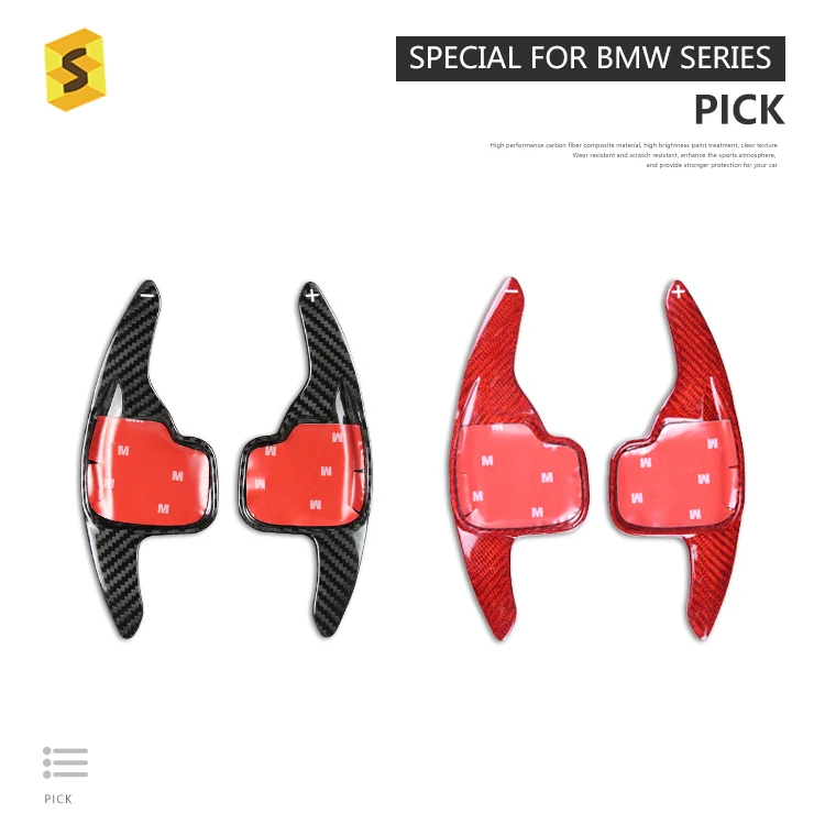 ES Luxury Automobile Accessories Carbon Fiber Paddle Shift Steering Wheel Covers For BMW F20 F30 F31 F35 F10 F01 F02