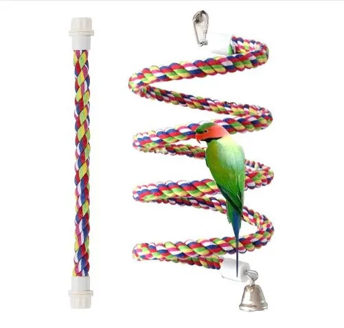 Factory direct sales Cotton rope colorful spiral staircase interesting bird toys