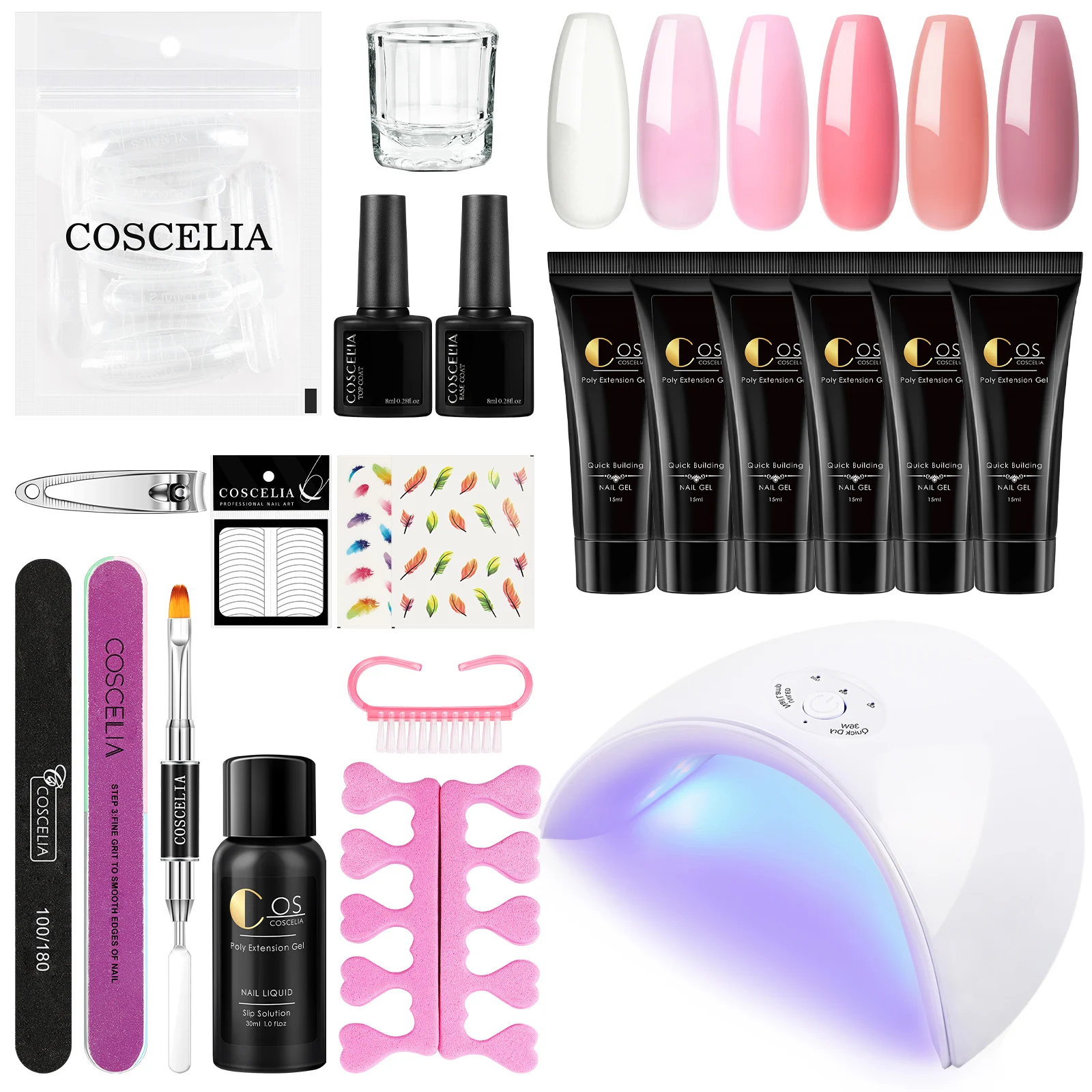 Factory Wholesale Poly Gel Nails Kit 4pcs Poly Gel Nail Supplies for Nail Extension Buildering Gel Acrylic Kit Manicure Salon Tools