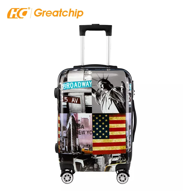Custom Print ABS PC Suitcase Carry On Hard Shell Travelling Bags  Case Luggage Sets