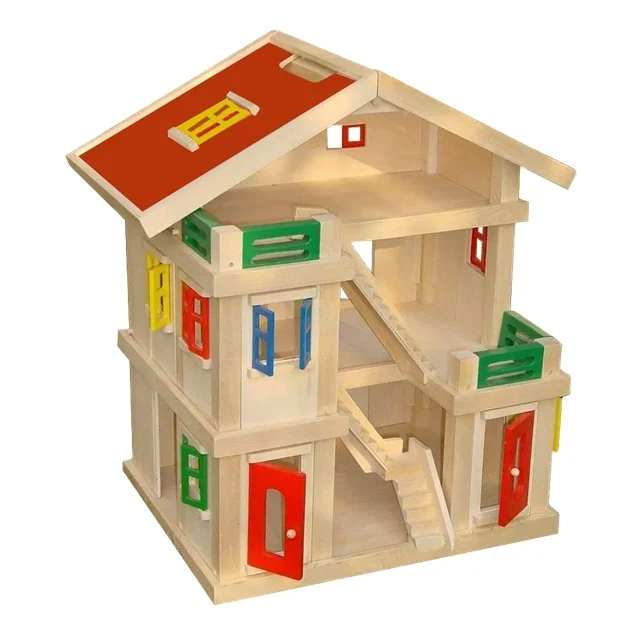 Wooden DIY Kids House Mini wooden house For Kids Play Doll House Pretend Play