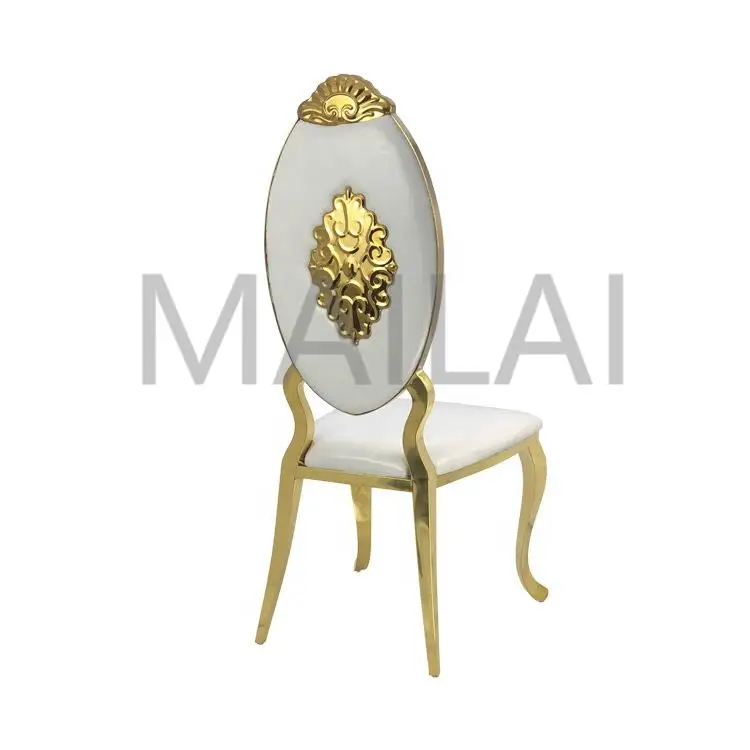 Wholesale Events Chairs Golden Wedding Stainless Steel Dining Chair Hotel Used Banquet Furniture