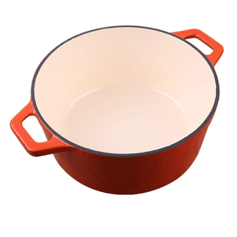 
Manual cast Iron cookware round enameled coating casseroles ceramic sauce pot with lid and Handles 