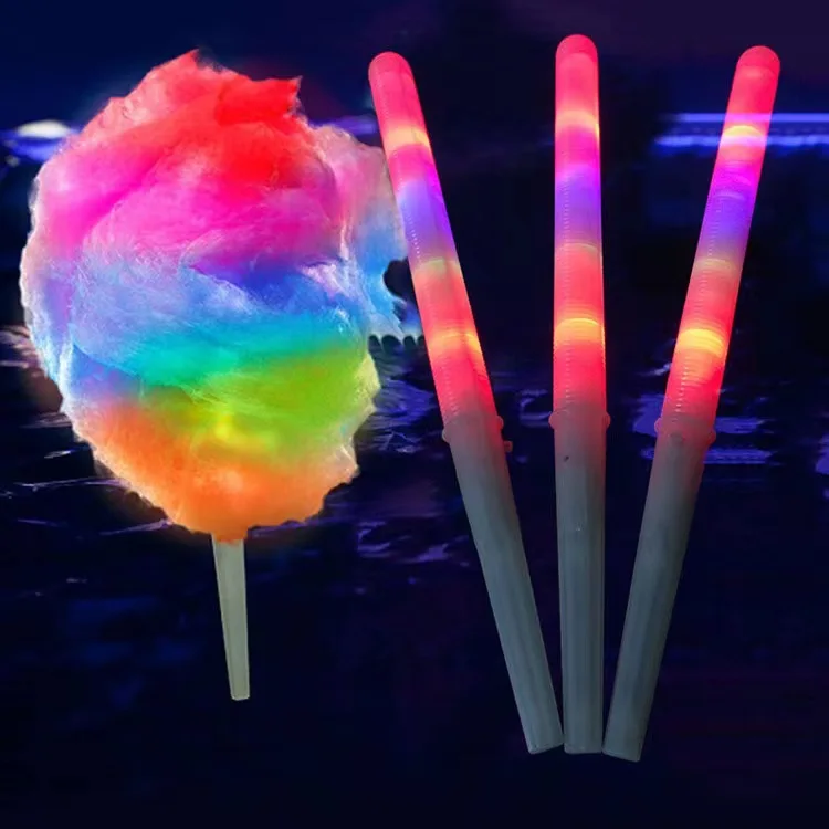 LED Cotton Candy Cones Colorful Glowing Marshmallow Sticks Glowing Luminous Marshmallow Cone Stick Party Favors Christmas Supply