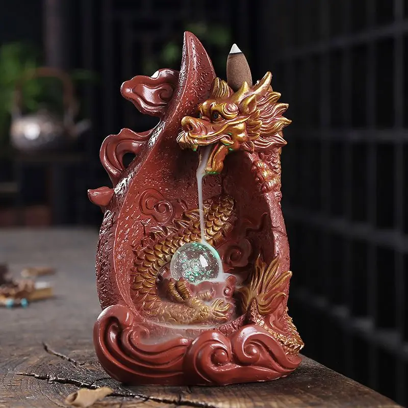 Chinese Manufacturer New Design Waterfall Backflow Incense Burner Ceramic Dragon Backflow Incense Holder Burners