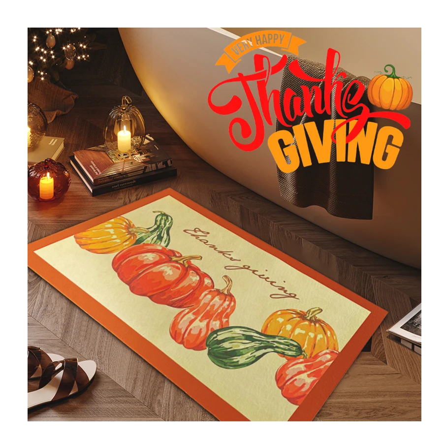 Halloween Decorations Non Slip Backing Halloween Kitchen Rug Custom Low-Profile Mat