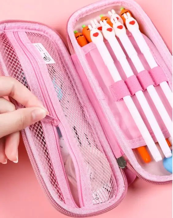 Wholesale 3D EVA Multifunctional Double Layer Stationery Pencil Pouch