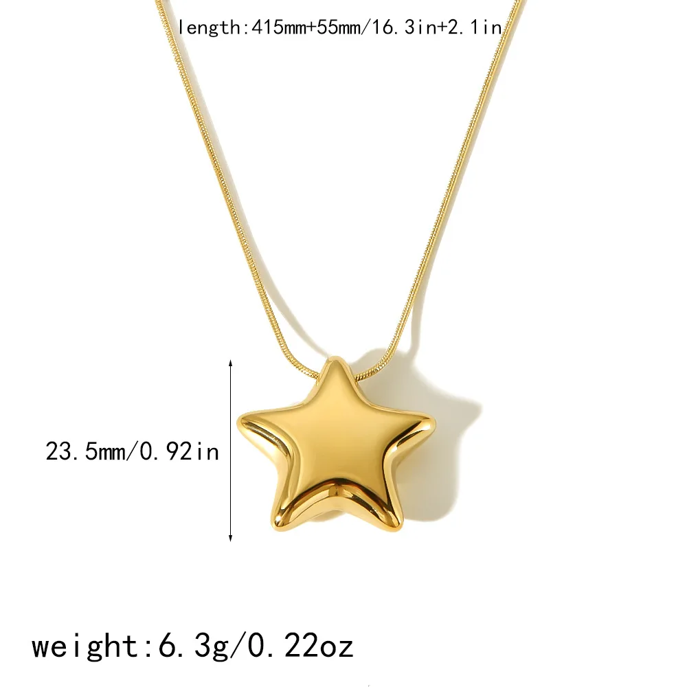 Vintage Gold and Silver Star Adjustable Jewelry 18K Gold Plated Stainless Steel Cord Rope Pendant Necklace for Unisex