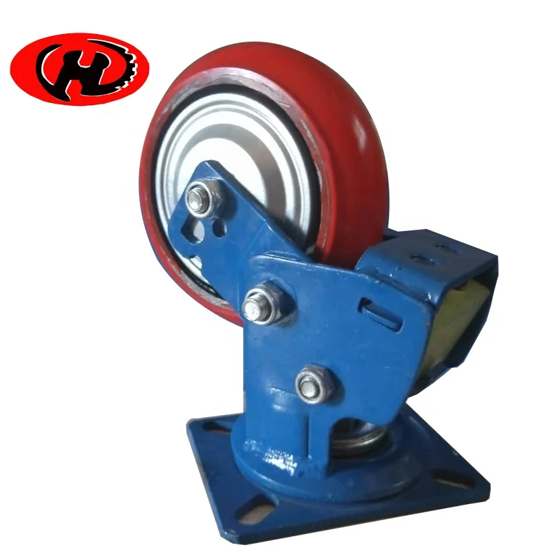 best China made heavy duty spring mounted PU  shock absorbing  trolley caster wheel