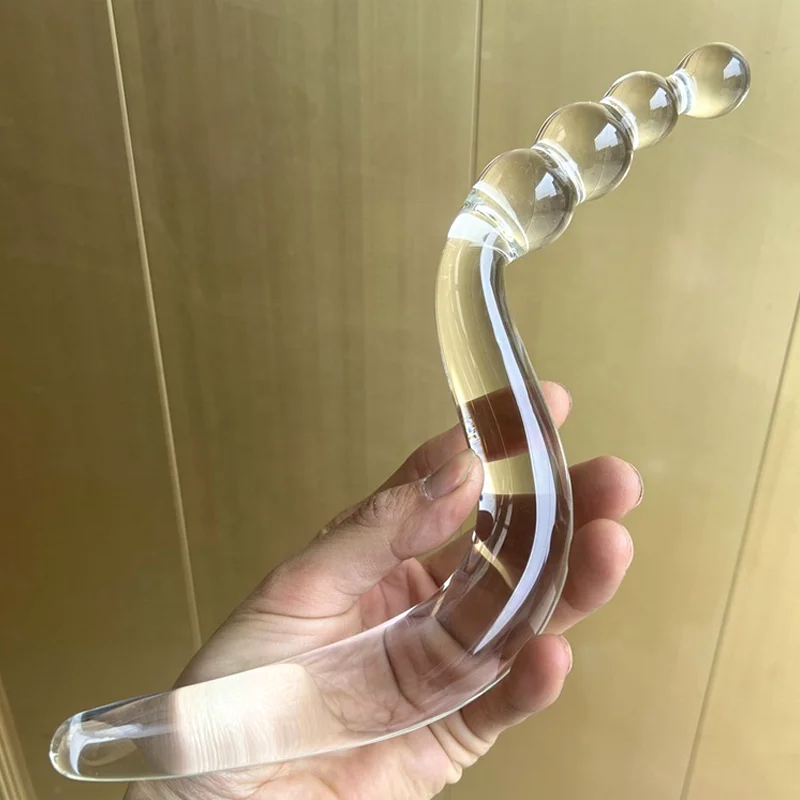 Large Glass Dildo Crystal Anal Beads Butt Plug Sex Pleasure Wand Glass Yoni Wand Penis Adult Sex Toy