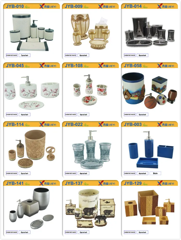 Full Hotel Luxury 6 Pieces Accessories Bathroom Set Lotion Dispenser Soap Dish Toothbrush Holders Toilet Brush Holder