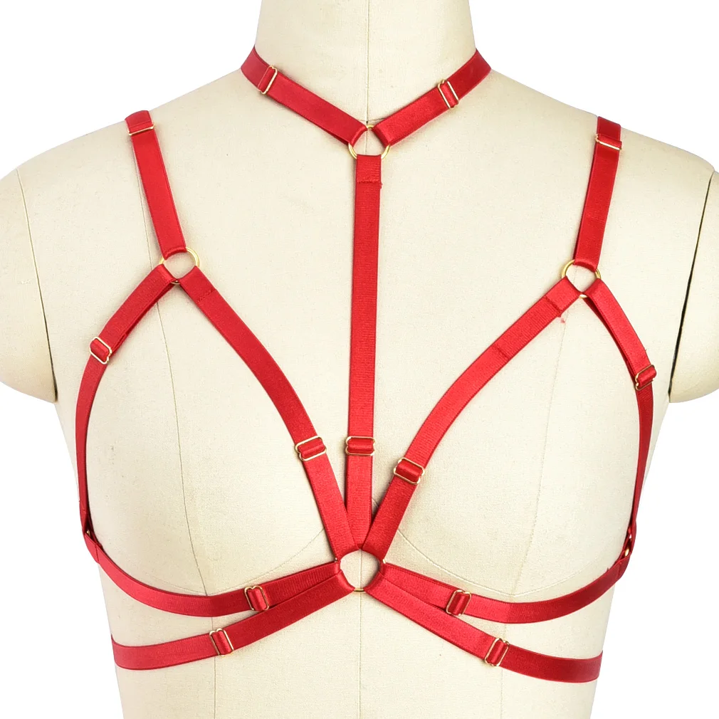 Fetish Cage Rave Wear Body Harness Lingerie Goth Crop Tops Pentagram Bondage Bra Lingerie Harness Belt Star Harness Bra