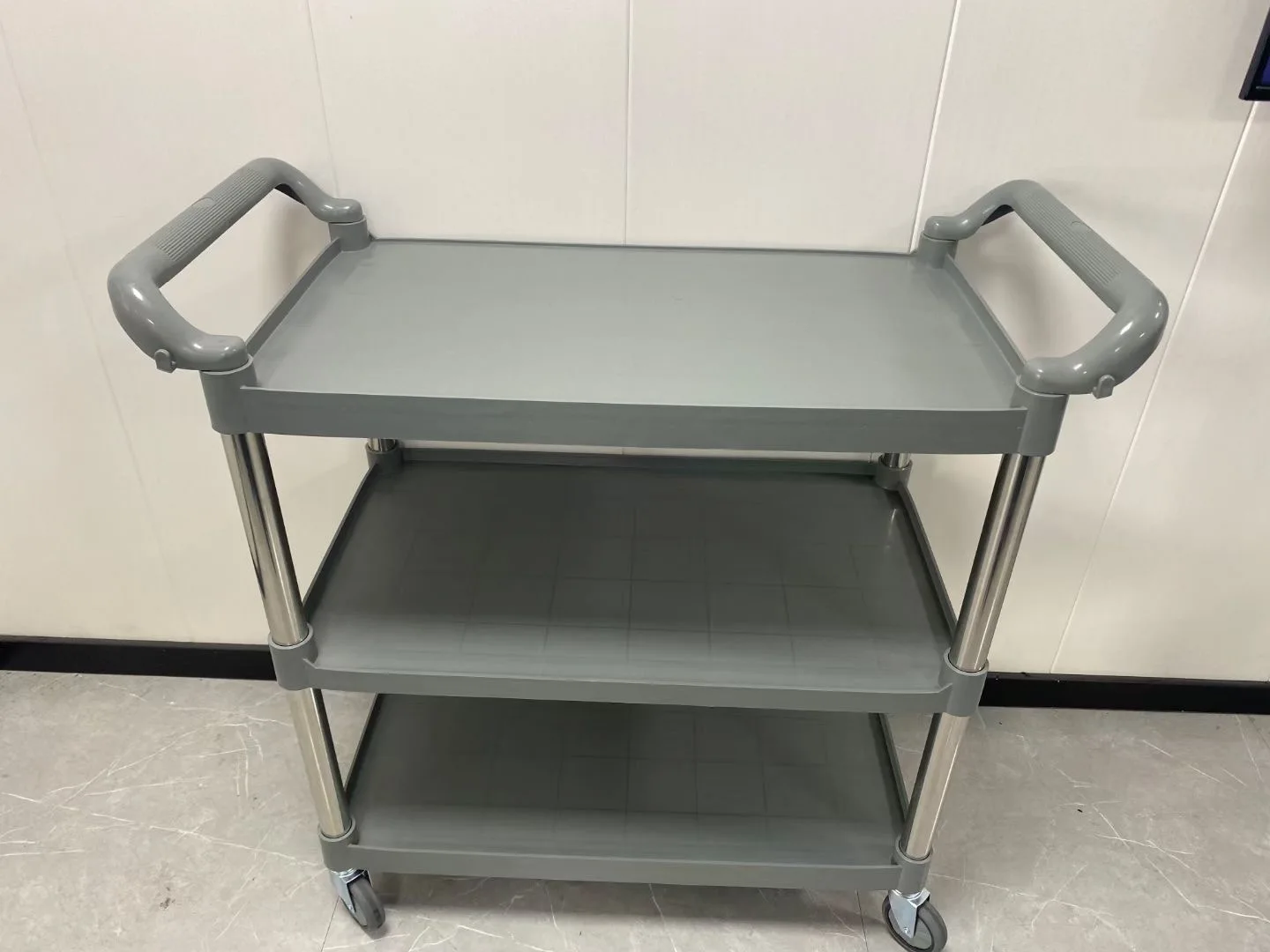 Factory 3-layer Kitchen Trolley Plastic & stainless steel Restaurant Service Trolley Food Serving Storage Trolley cart