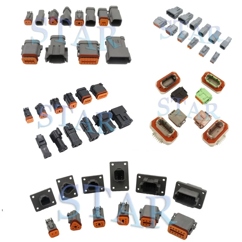 Automotive connector DT Series 2 pin to 3 4 5 6 8 12 pin Waterproof Male Female Deutsch Connector 22-16AWG