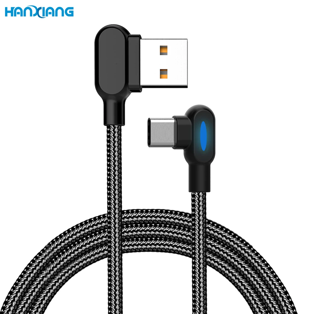 RTS Trending 2020 1M Elbow USB Cable Durable 90 Degree Gaming charging cable Micro USB Type C Charger USB Data Cable for Iphone