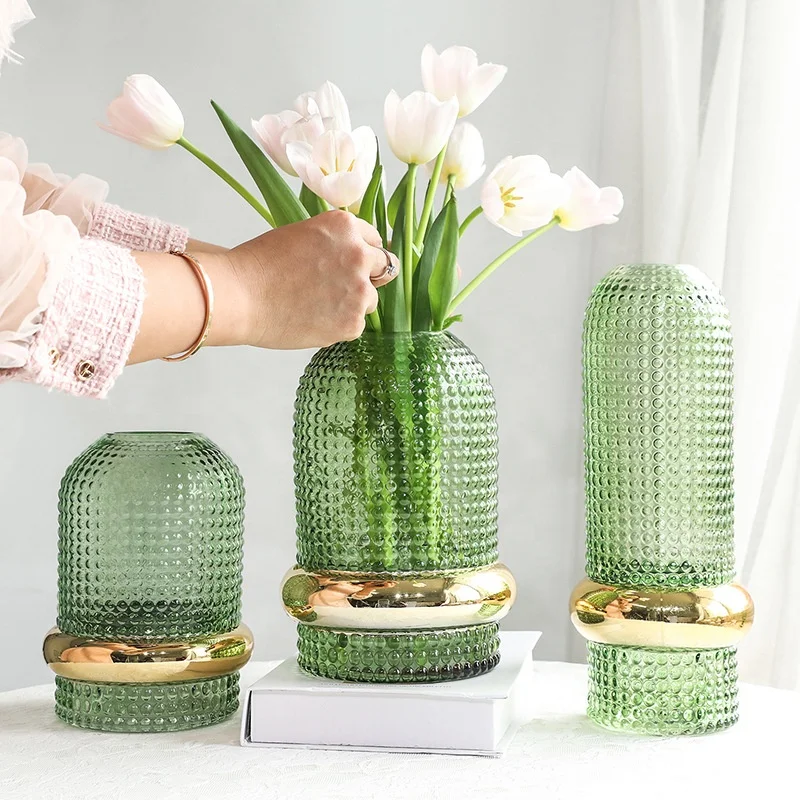 drop shipping ins Green Phnom Penh Transparent Glass Vase Floral Simple Modern Hydroponic Floral artificial flower glass vase