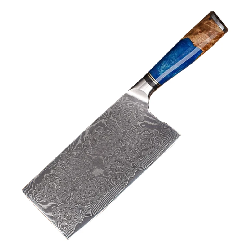 New Arrival 67 Layers Damascus Cleaver Knife with Resin Handle