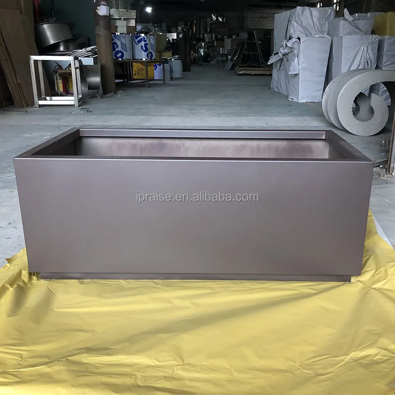 Large Modern Outdoor Rectangular Square Stainless Steel Planter
