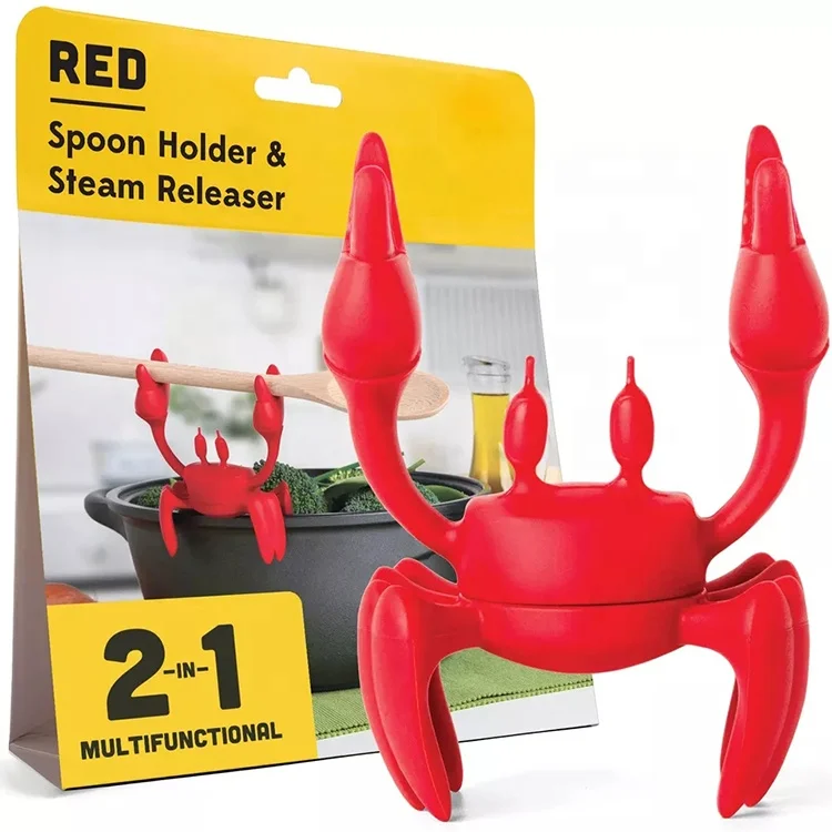 Amazon Top Seller 2022 BPA Free Silicone Crab Spoon Holder Rest Pot Utensil Holder Steam Releaser Kitchen Crab Spoon Holder