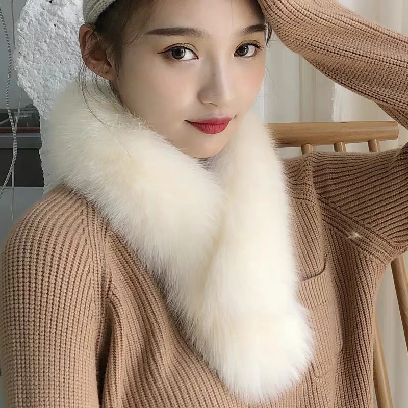 CX-S-25B Fluffy Ladies Elegant Outwear Accessory Women Winter Warm Real Fox Fur Scarf