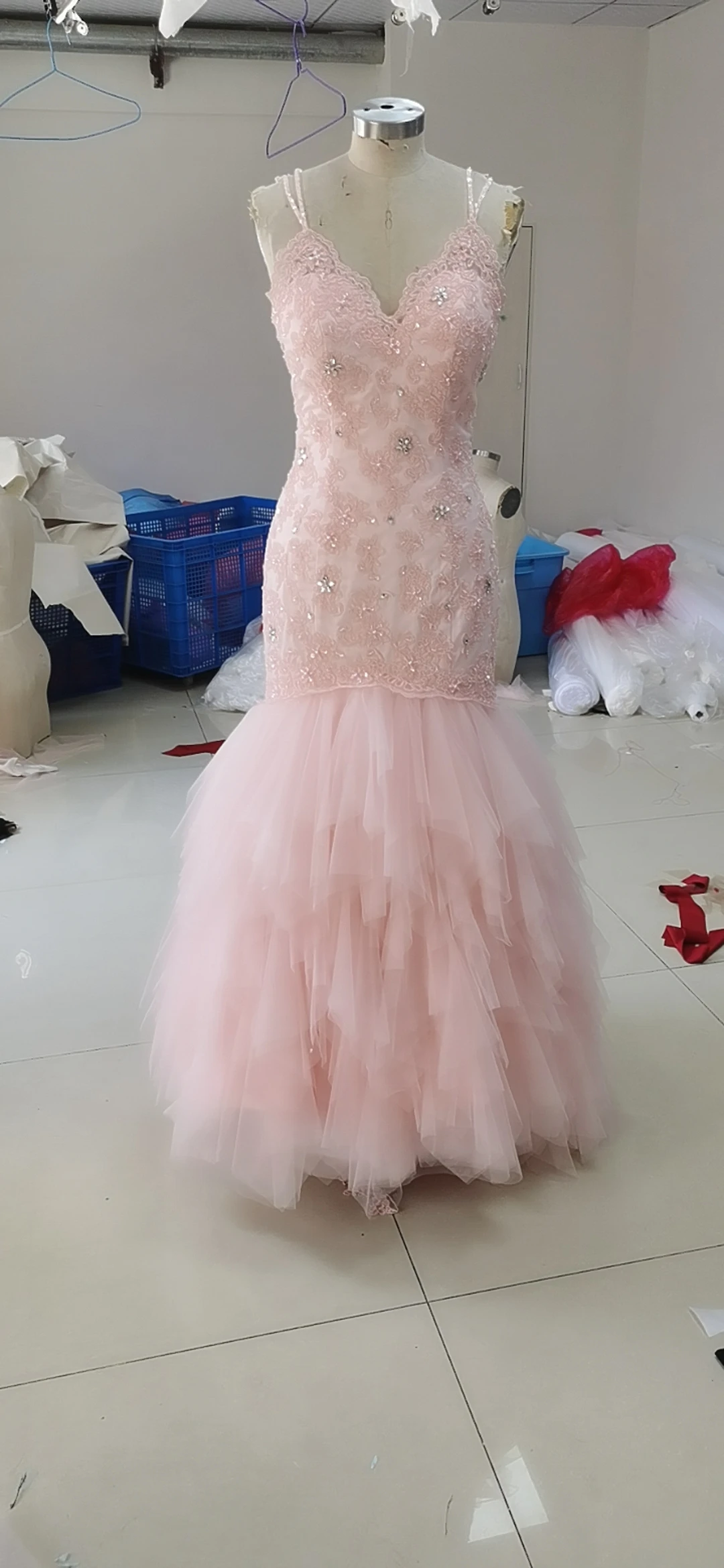 Spaghetti strap mermaid prom dresses sexy lace wedding dress bridal gown 2022 evening dress