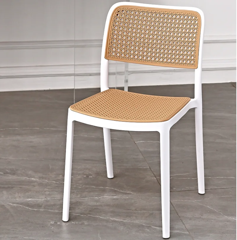 Black Frame Brown Seat PE Rattan Outdoor Chair Monoblock Solid Plastic Cane Wedding Dinning Chair In China