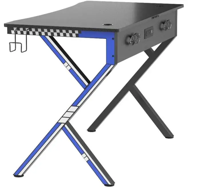 
Горячая Распродажа, металлические ножки Mr Ironstone, эргономичный компьютерный стол, игровой стол с удлинителем, 3 розетки и 2 USB-порта, подстаканником, крючком для наушников и кабелем 