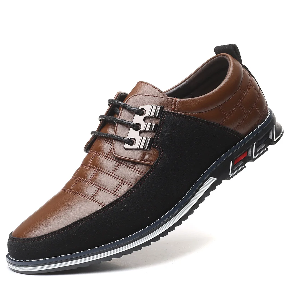 Adult Hard Sole Lightweight Leather Shoes Black Casual Dress Business Men Lazy